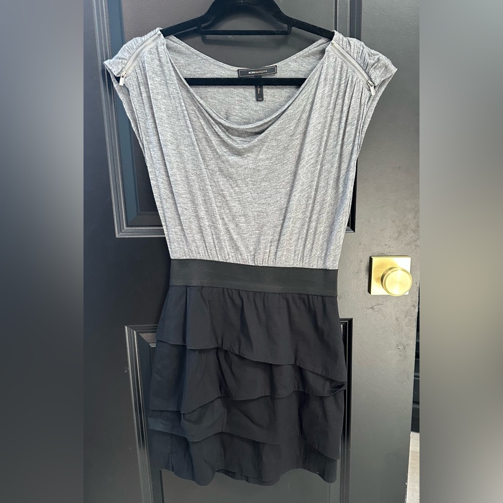 BCBGMaxAzria Dress with Gray Top and Black Bottom